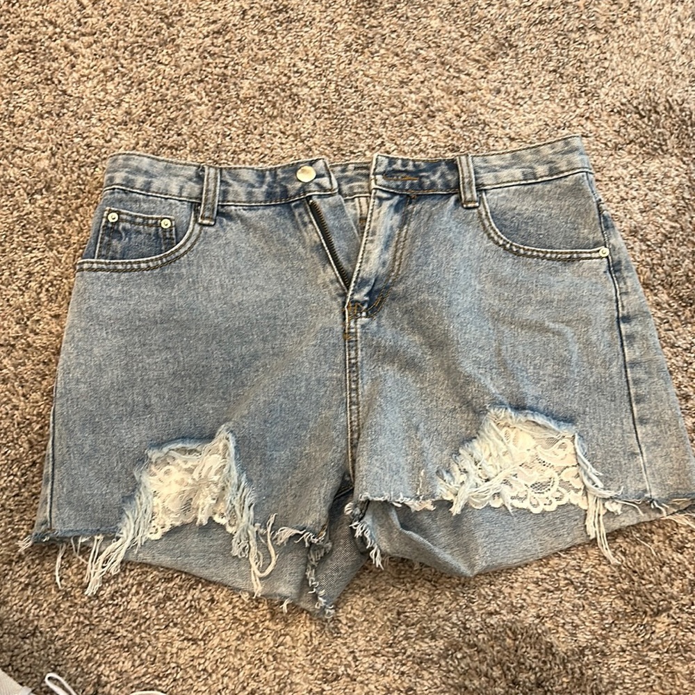 Denim Jean Shorts with Lace